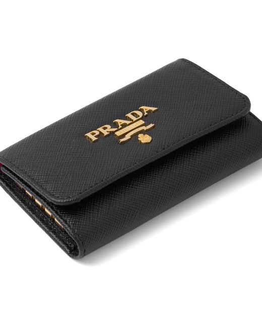 Prada White Saffiano Leather Key Case