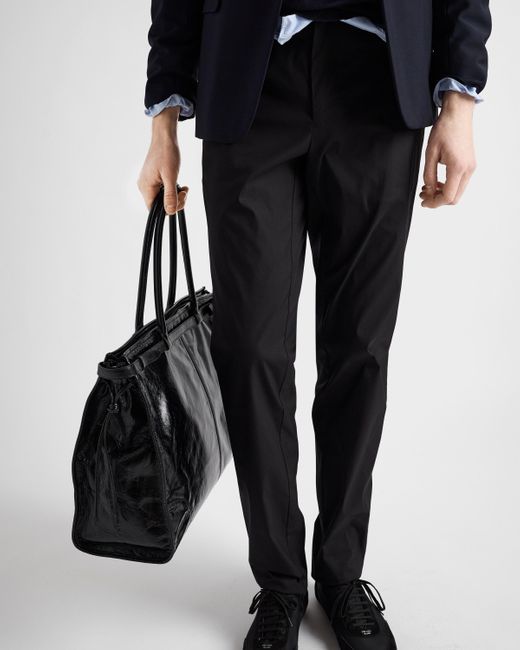Pantalon En Popeline Stretch Prada pour homme en coloris Black