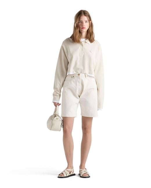 Prada White Long-Sleeved Piqué And Jersey Polo Shirt, Chalk