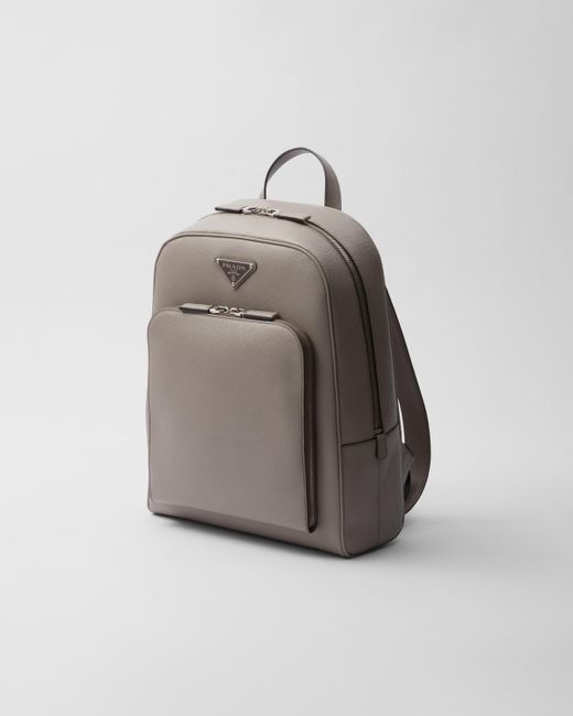 Prada Gray Saffiano Leather Backpack for men