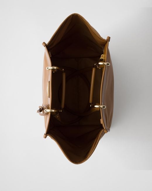 Prada Brown Large Re-Nylon And Leather Tote Bag