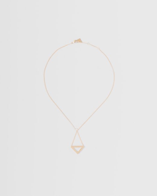 Prada White Eternal Gold Cut-out Pendant Necklace In Yellow Gold