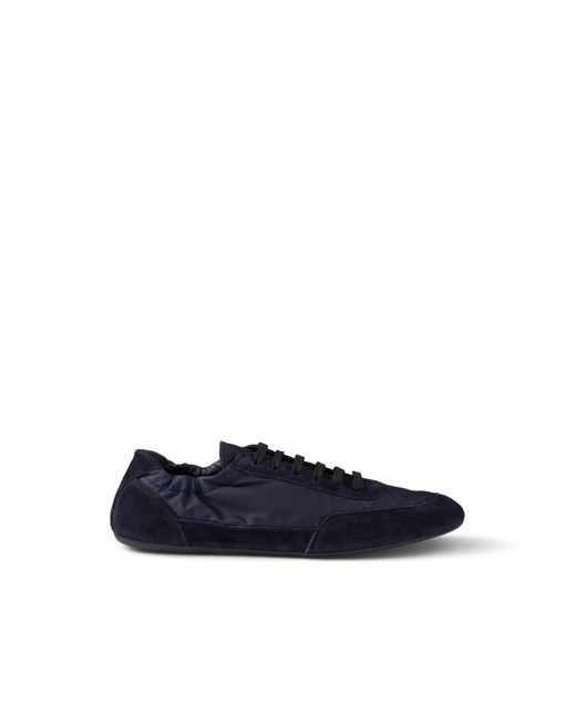 Prada Blue Re-Nylon And Suede Collapse Sneakers
