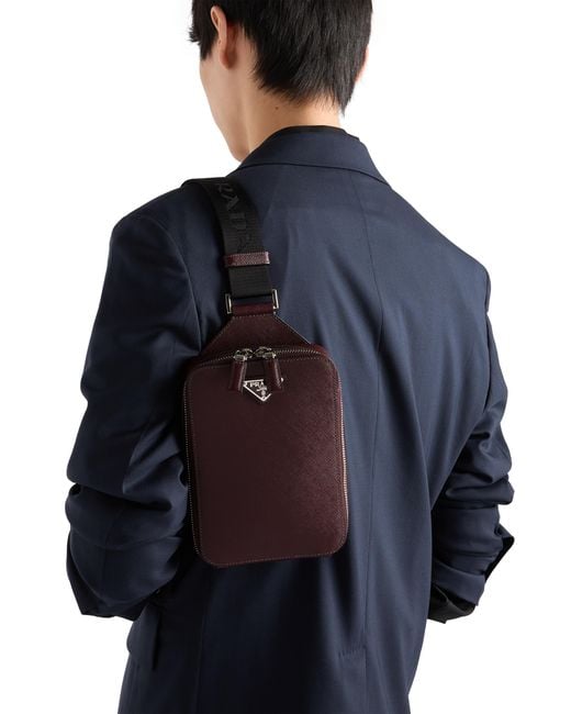 Prada Red Brique Saffiano Leather Bag for men
