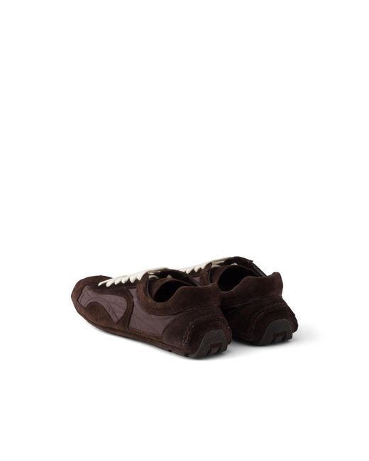 Prada White Montecarlo Re-Edition 2005 Suede And Re-Nylon Sneakers