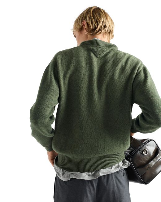 Prada Green Re-Cashmere Crew-Neck Sweater for men