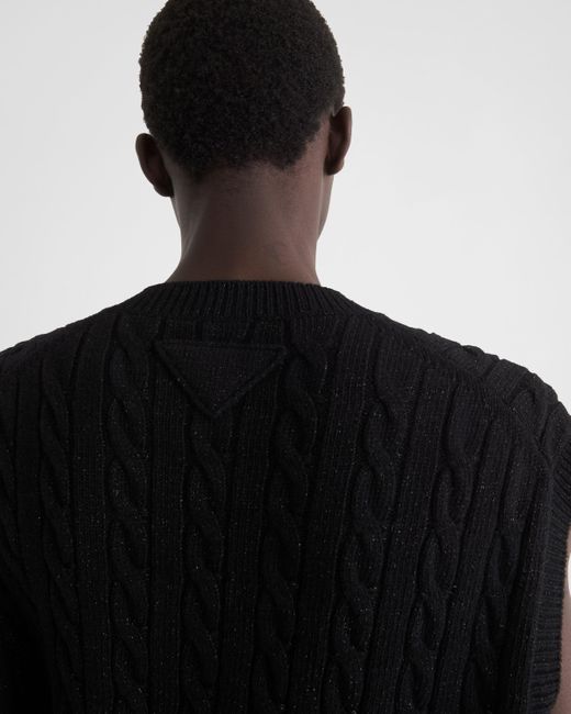 Prada Black Cashmere And Lamé Vest for men