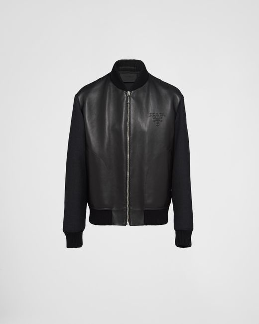 Blouson En Laine Et Cuir Prada pour homme en coloris Black