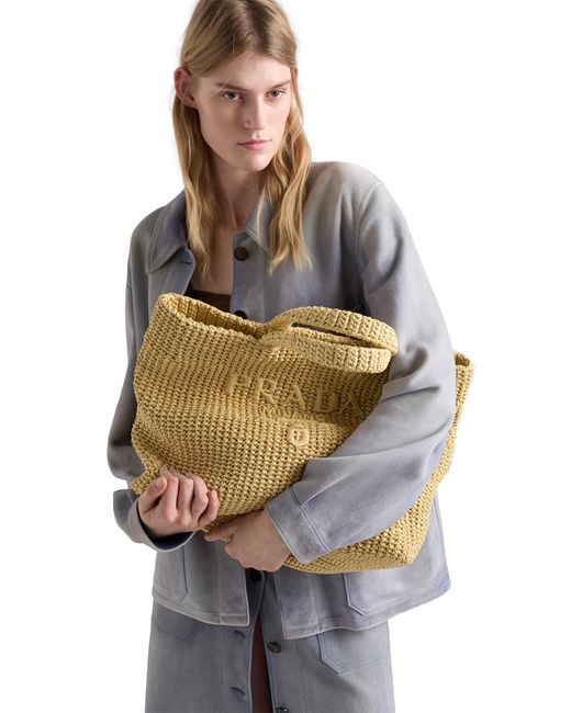 Prada Natural Crochet Tote Bag
