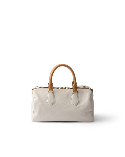 Prada White Evasion Small Leather Top-Handle Bag
