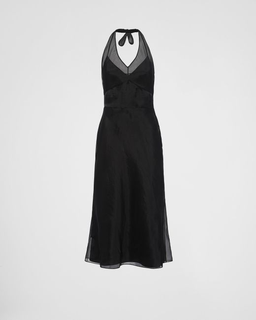 Prada Black Re-edition 1995 Organza Halter Dress