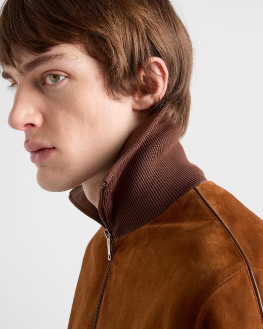 Prada Brown Suede Blouson Jacket for men