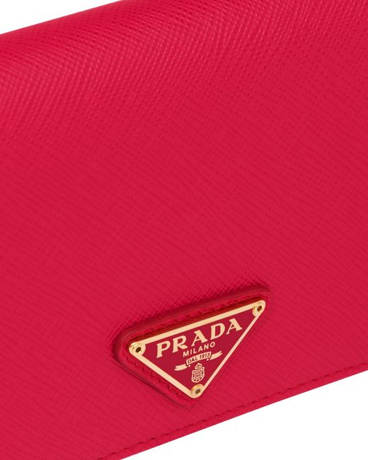 Prada Red Small Saffiano Leather Wallet