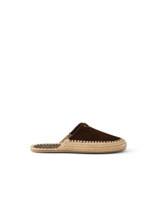 Prada Brown Suede Mules