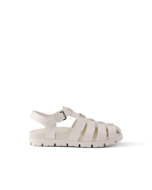 Prada White Rubber Fisherman Sandals for men