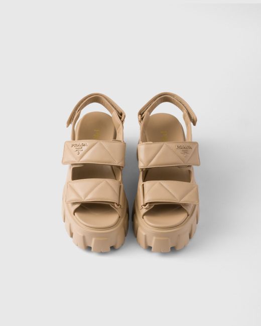 Leather sandal Prada Beige size 36 IT in Leather - 47422405