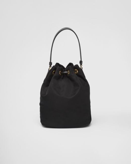 Prada Black Duet Bucket Bag Aus Re-Nylon Und Gebürstetem Leder