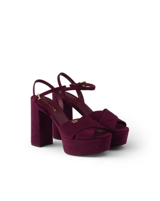 Prada Purple Suede Platform Sandals