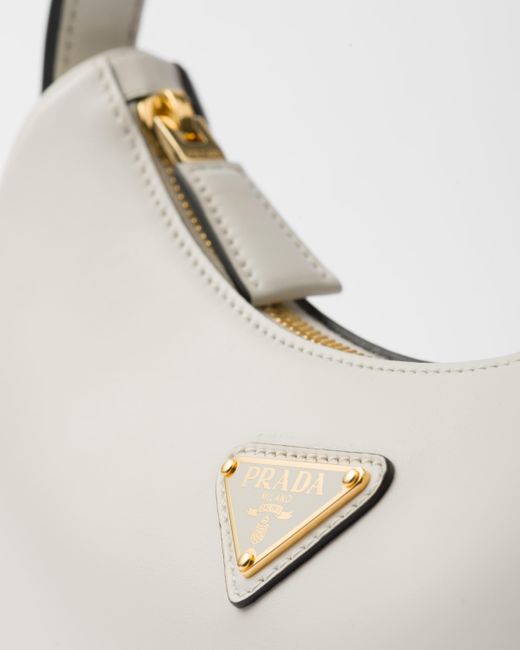 Prada White Arqué Leather Shoulder Bag