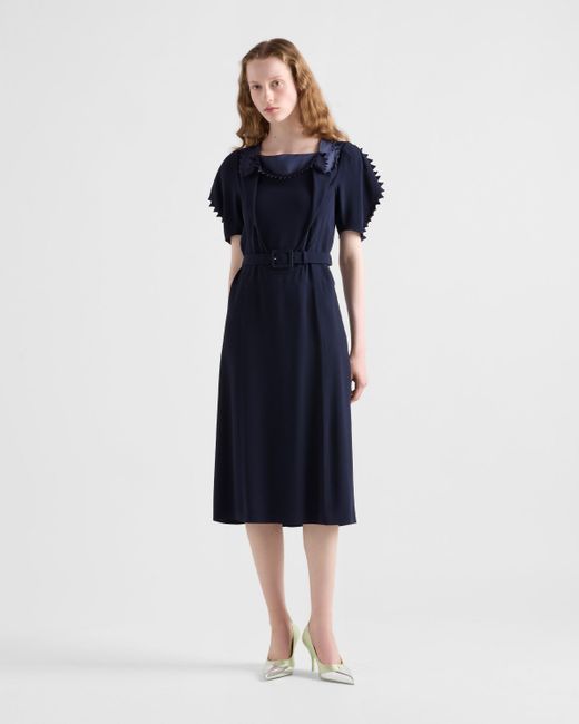 Robe En Crêpe-Satin Prada en coloris Blue