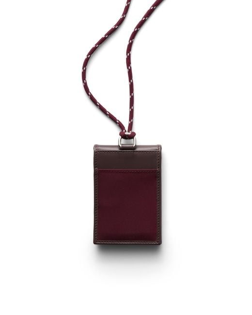 Prada Red Speedrock Re-Nylon And Leather Card Holder With Strap for men
