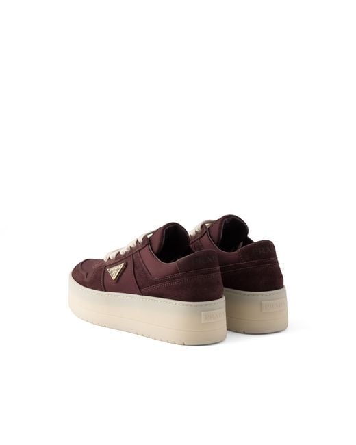 Prada Brown Downtown Bold Re-Nylon And Suede Sneakers