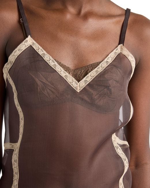 Prada Brown Organza Intarsia Top