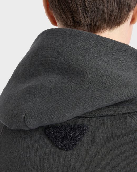 Prada Black Kapuzenpullover Aus Baumwolle Mit Reißverschluss