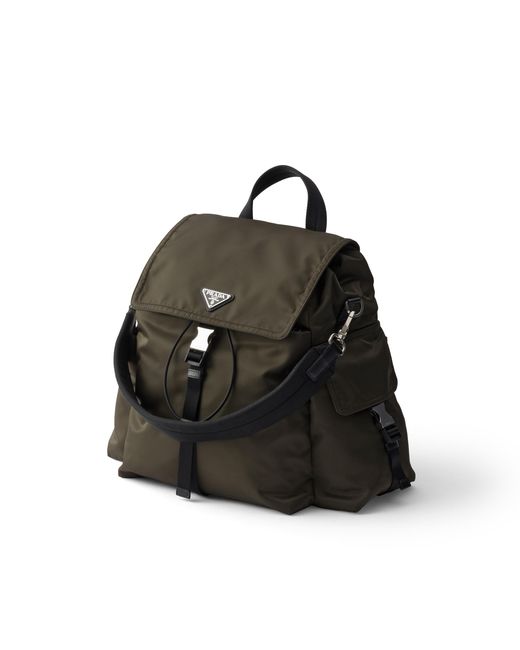 Prada Black Explore Re-Nylon And Leather Backpack for men