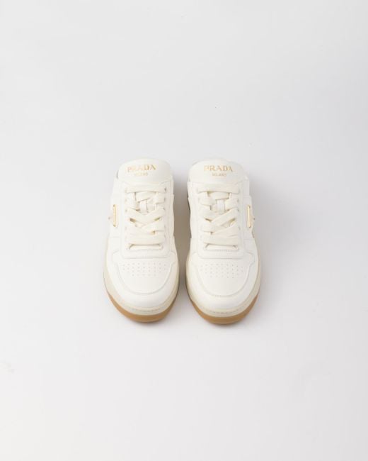 Prada White Nappa Leather Sneaker Mules