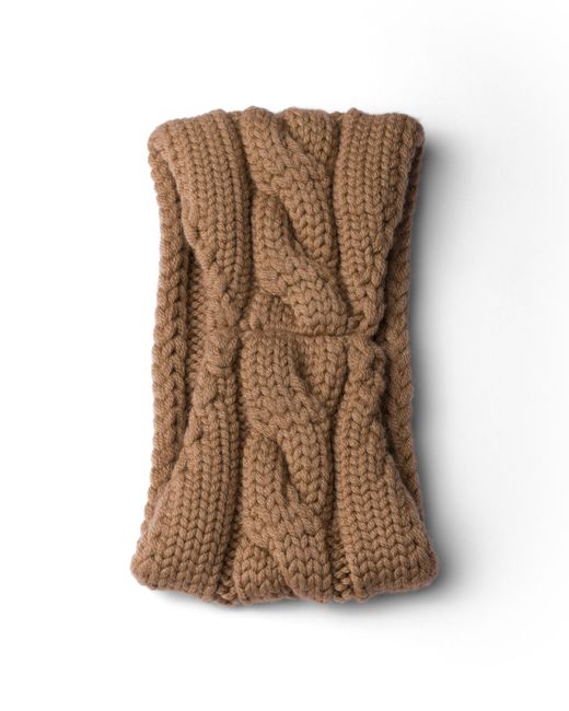 Prada Brown Wool Headband, Camel