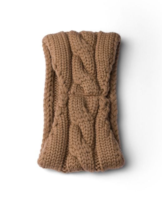 Prada Brown Wool Headband, Camel