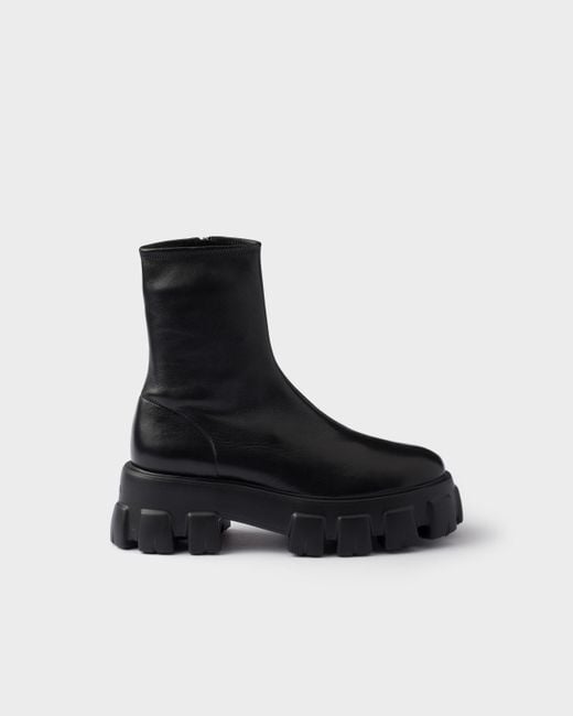 Bottines Monolith En Cuir Nappa Stretch Prada en coloris Black