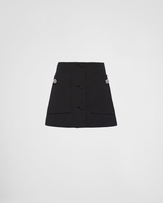 Prada Black Wool Satin Miniskirt
