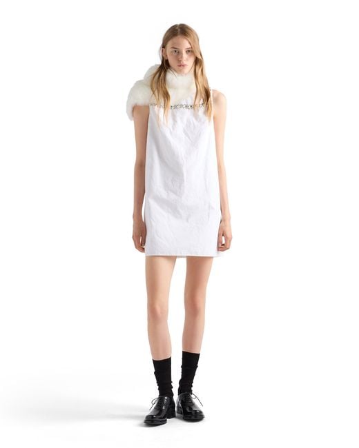Prada White Embroidered Old Reps Fabric Mini-Dress