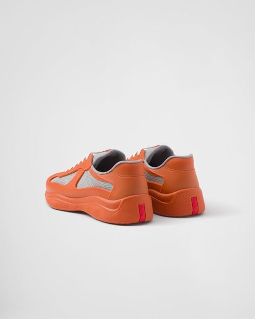 Prada Orange America's Cup Soft Rubber And Bike Fabric Sneakers for men