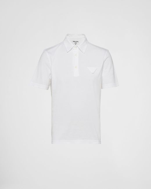 Prada White Short-Sleeved Cotton Polo Shirt for men