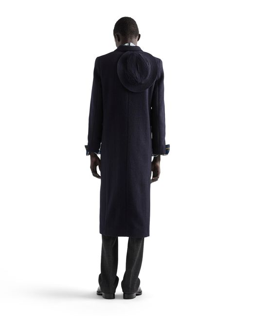 Prada Blue Double-Breasted Wool Coat for men