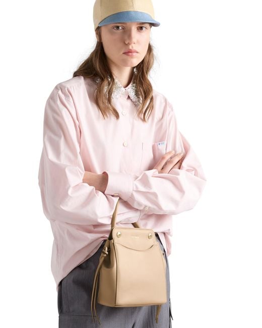Prada Natural Carry Mini Leather Handbag
