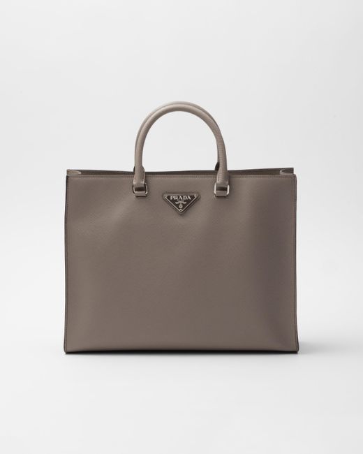 Prada Gray Saffiano Leather Tote Bag for men
