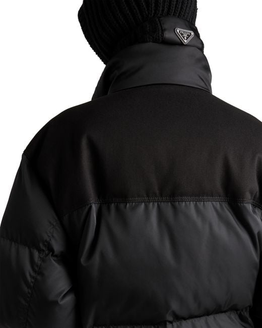 Prada Black Cropped Recycled Nylon Down Jacket for men