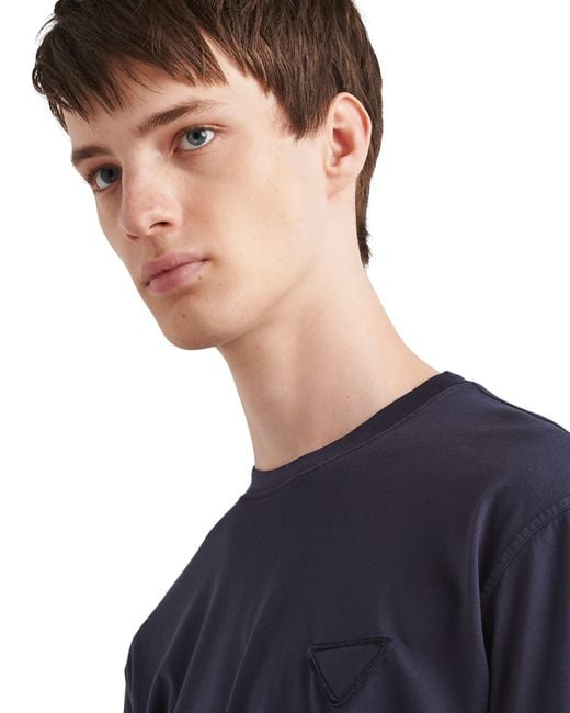 Prada Blue Cotton T-Shirt for men