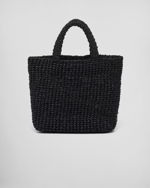 Prada Black Small Crochet Tote Bag