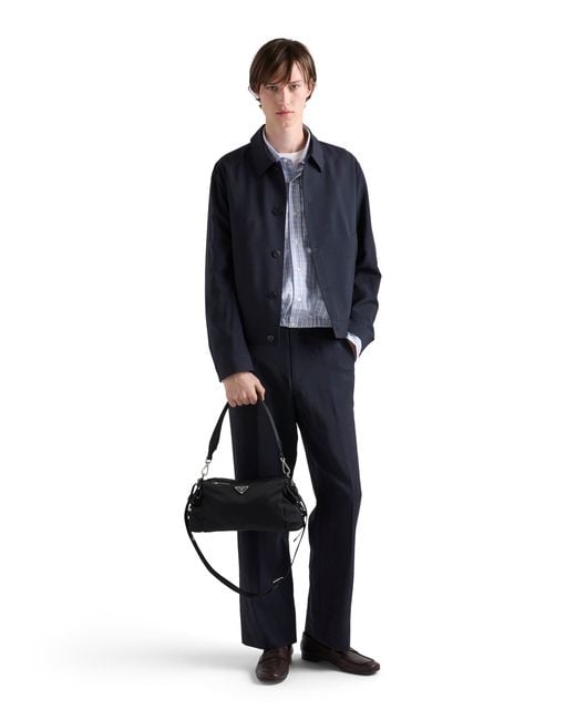 Prada Black Explore Re-Nylon And Leather Bag for men