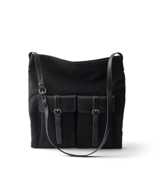 Prada Black Route Canvas And Leather Shoulder Bag for men