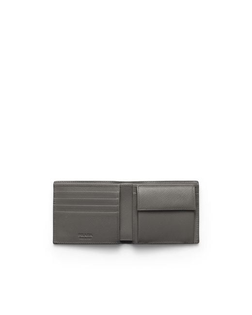 Prada Blue Saffiano Leather Wallet With Coin Purse for men