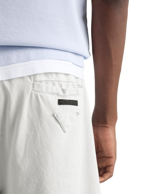 Prada White Cotton Shorts for men