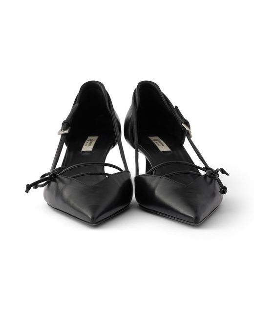 Prada Black Open-Side Leather Pumps, Size 35