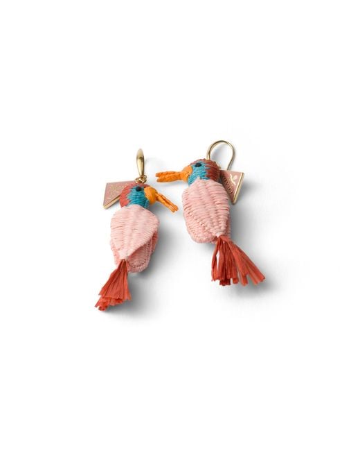Prada White Metal And Crochet Earrings