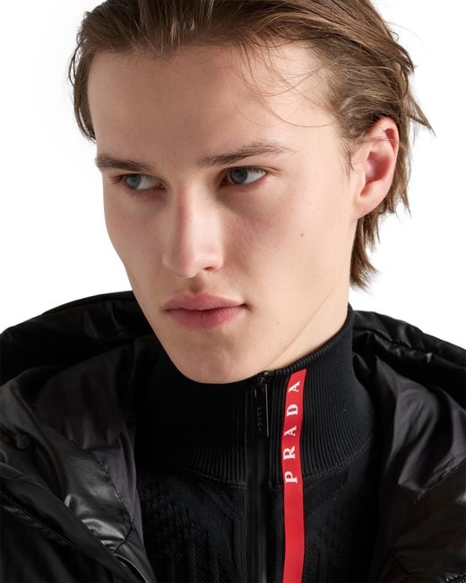 Cuello Alto De Punto Técnico, Hombre, Talla Prada de hombre de color Black